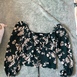 Abercrombie & Fitch Black Floral Blouse